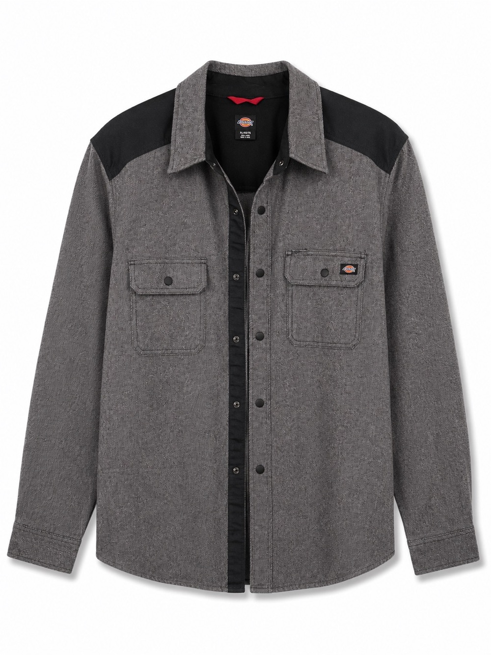 Dickies Colorblock Snap Front Shirt Jacket Shacket Balck Gray 3XL NWT